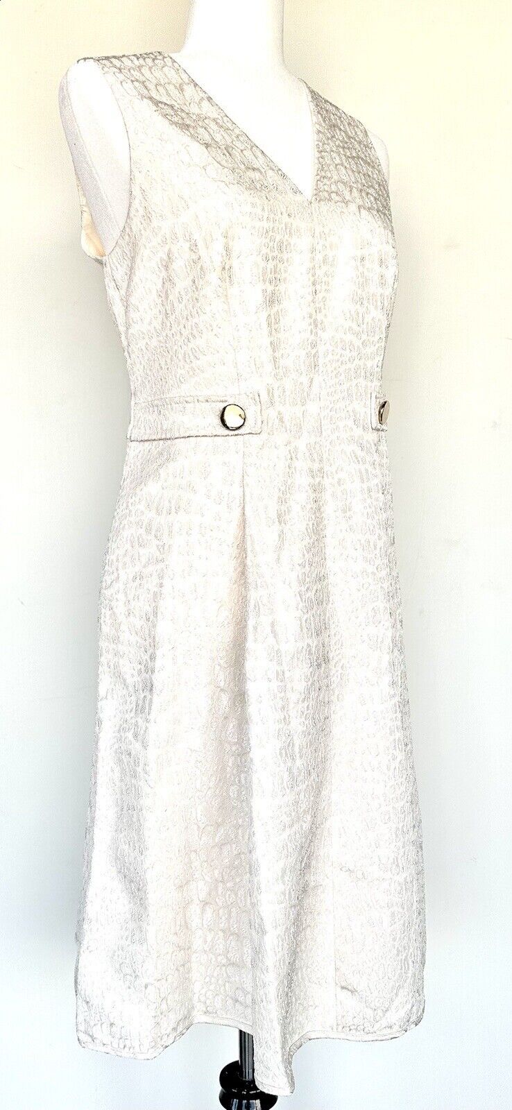 Anne Klein Ivory Raised Print Textured Dress. Size 10 Retails $159 Price $79.50