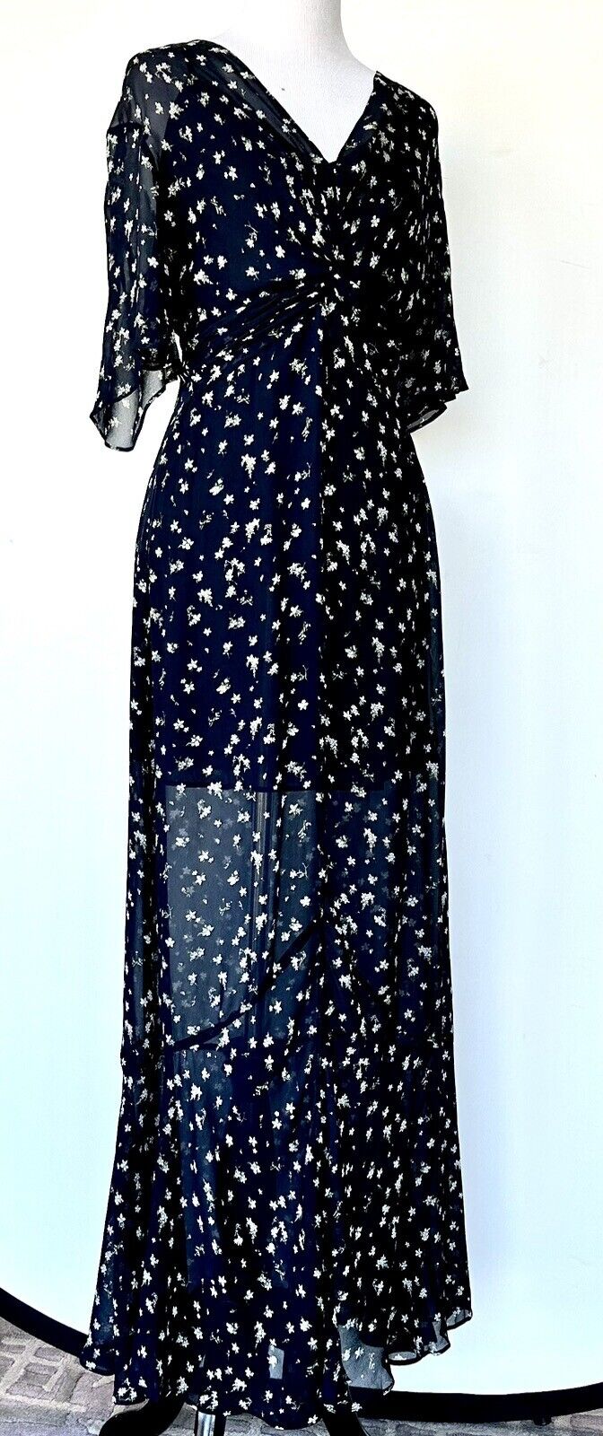 Rag & Bone Tamar Dress Size 2 Black Floral Semi Sheer Retail $550 Price $169