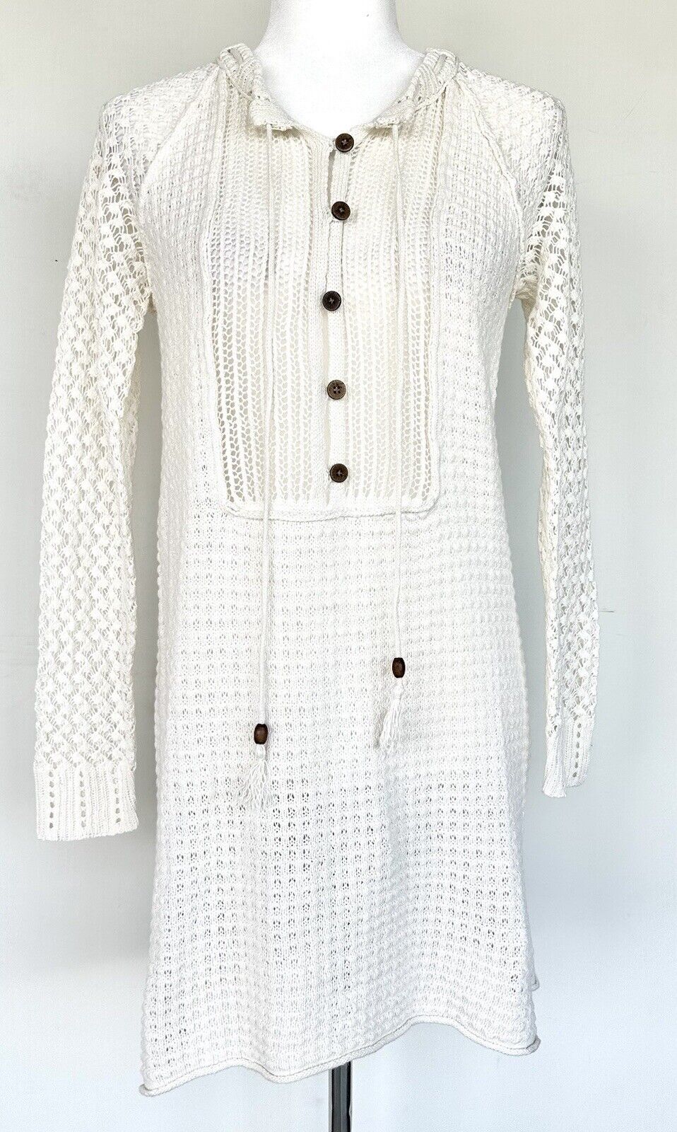 Sundance Medora Crochet Knit Cover Up Retails $148 XS Linen Cotton