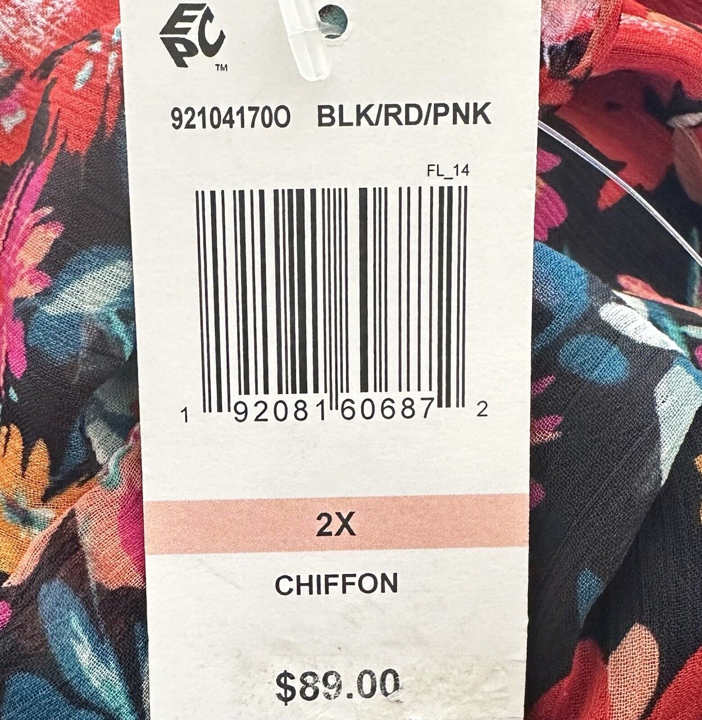 msk dress Black Red Chiffon Midi Dress Smocked Waist Retails $89 2X