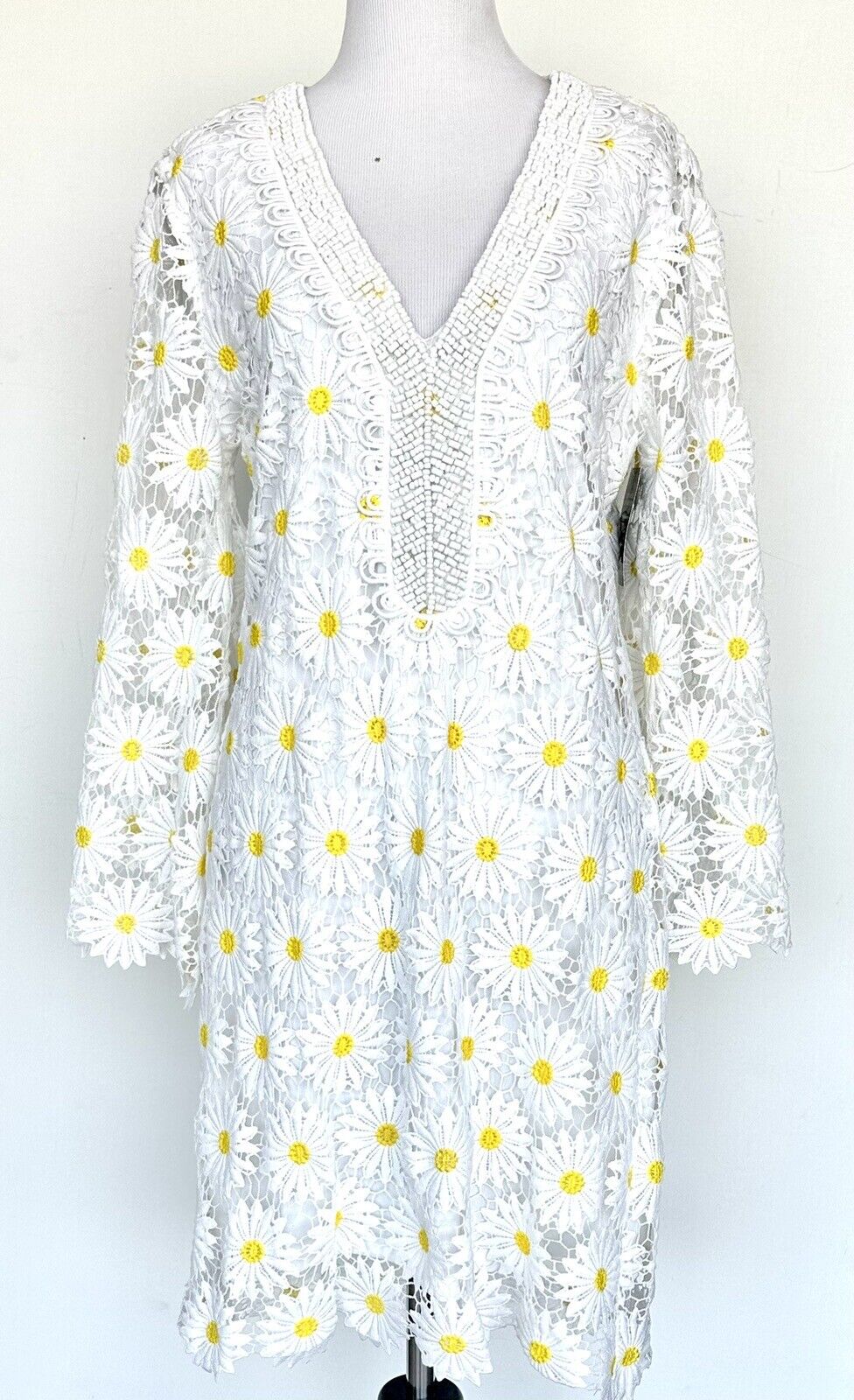 Boston Proper Embellished Crochet Lace Tunic Dress Size S Retail $169 Price $79