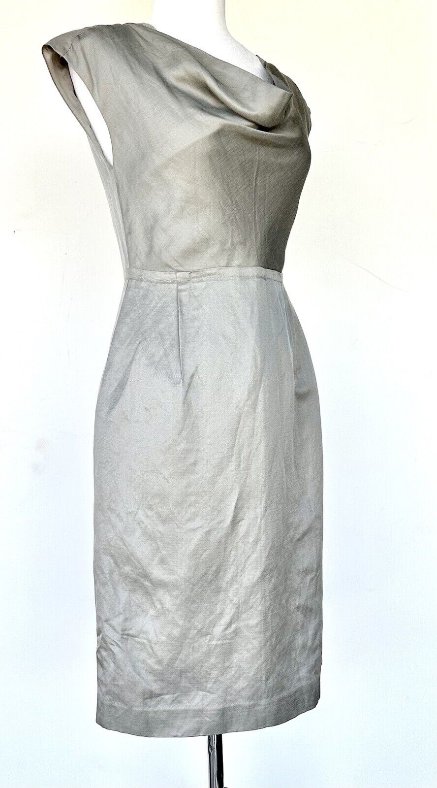 Mad Men Banana Republic Gray Vintage Style Dress 2 Retail $150 Lace Detail NWT