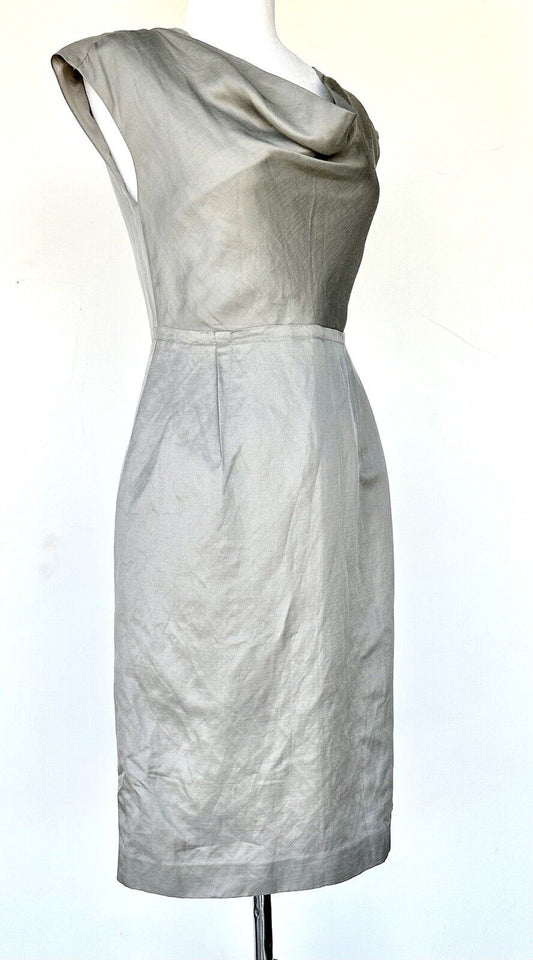 Mad Men Banana Republic Gray Vintage Style Dress 2 Retail $150 Lace Detail NWT