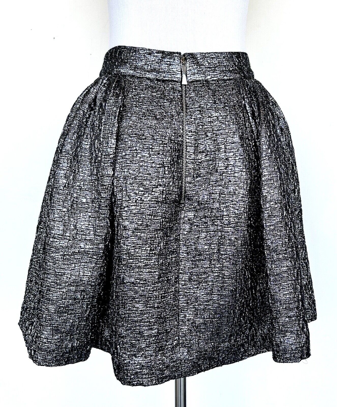 Kate Spade Aimee Gunmetal Metallic Circle Skirt 2 Silver Retail $245 Price $99