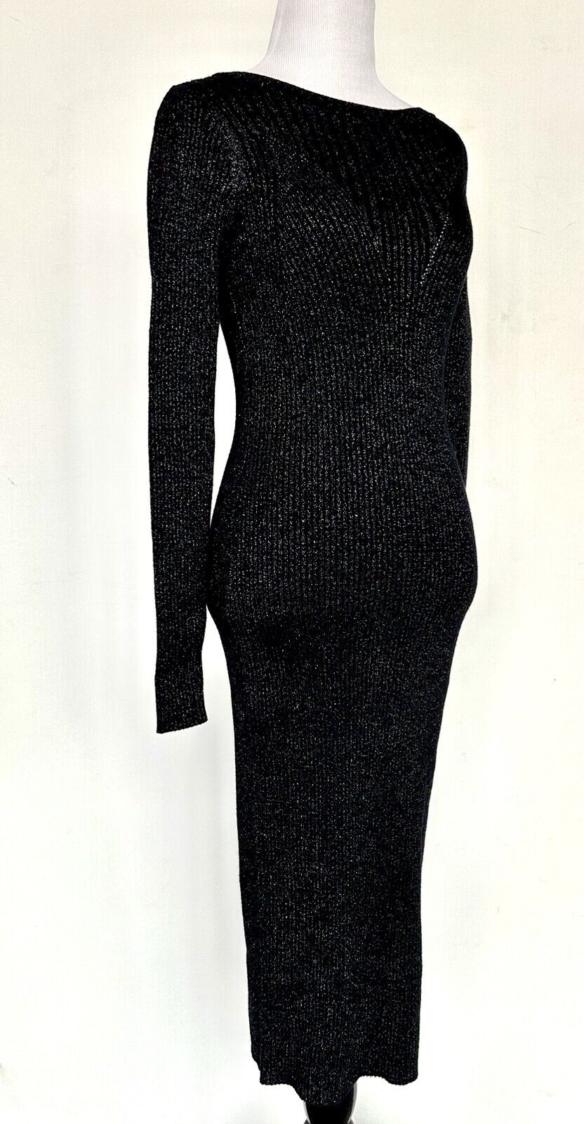 Kourt Black Knit Sweater Dress Metallic Thread Size S Price $60 NWT