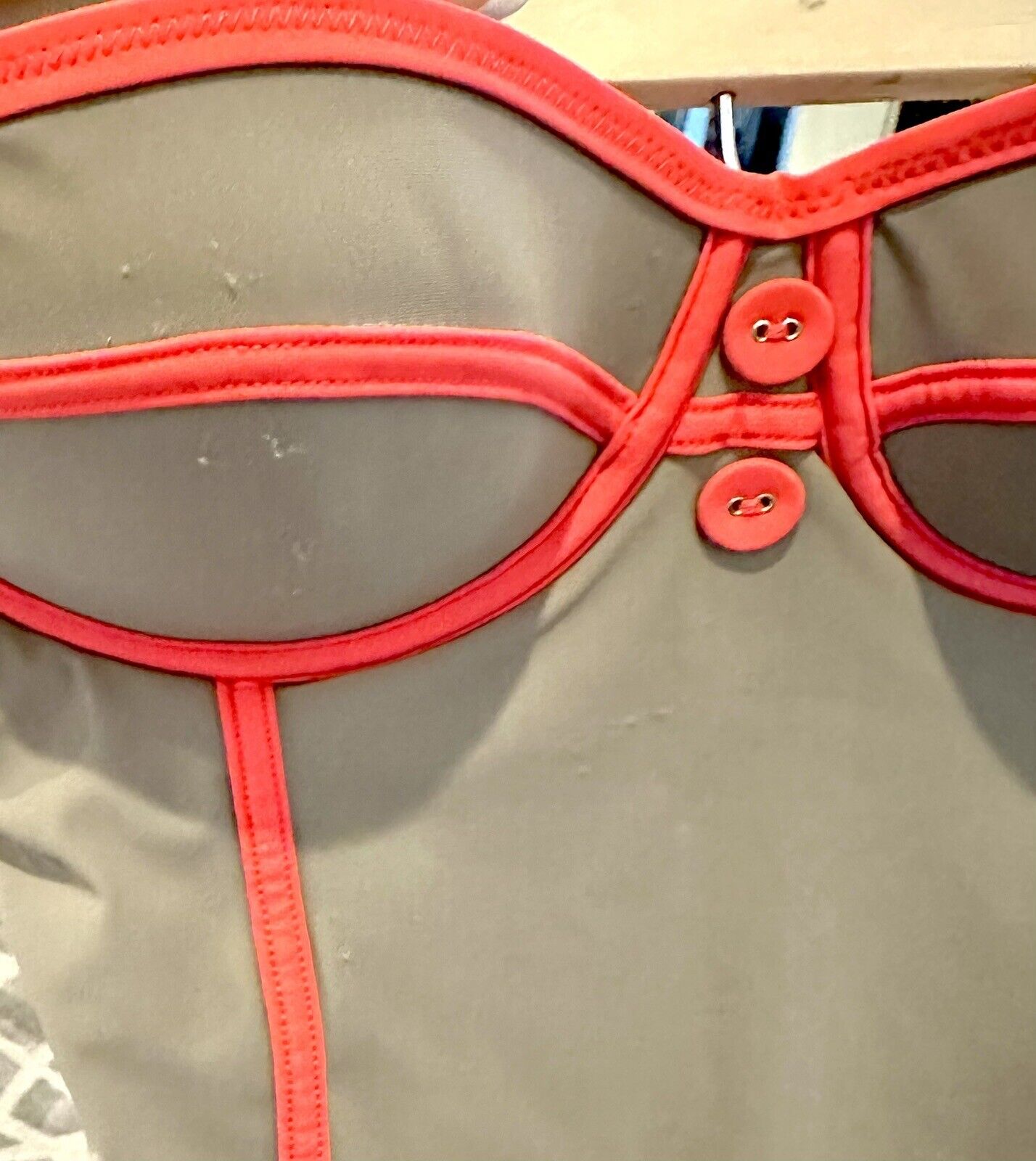 Red Carter Piped Contrast Swimsuit Retails $179 Size XS Tan And Orange