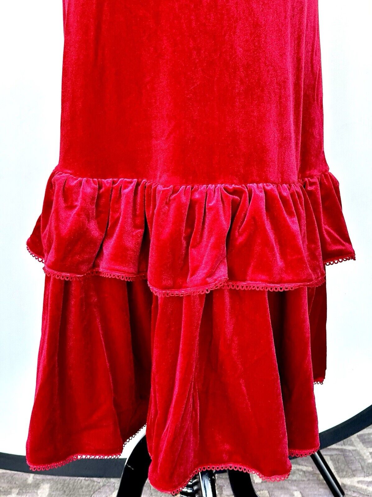 Rachel Parcell Velvet Midi Dress Ruffle Hem XS Retail $188 NWT
