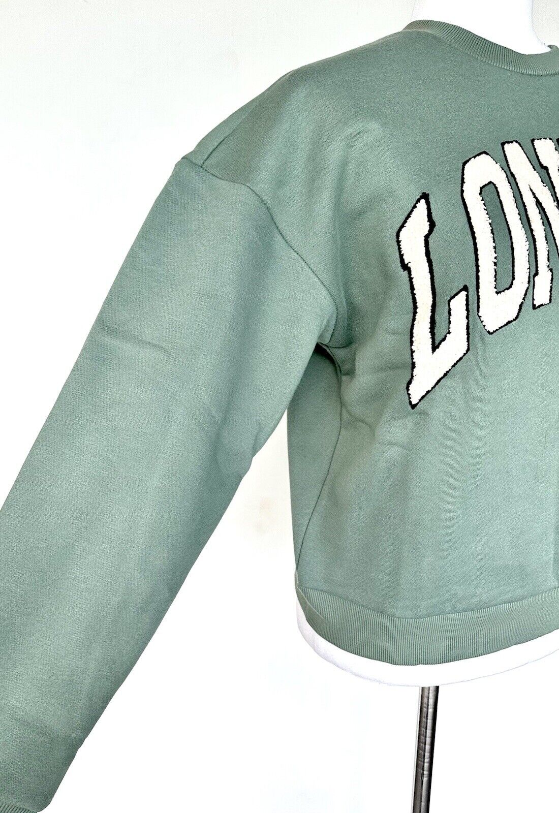 Miou Muse London Textured Logo sweatshirt Sage Green Size Small