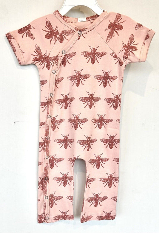 Kate Quinn SS Kimono Style Jumpsuit Organic Cotton Blush Bee 6-12 M Retail $38