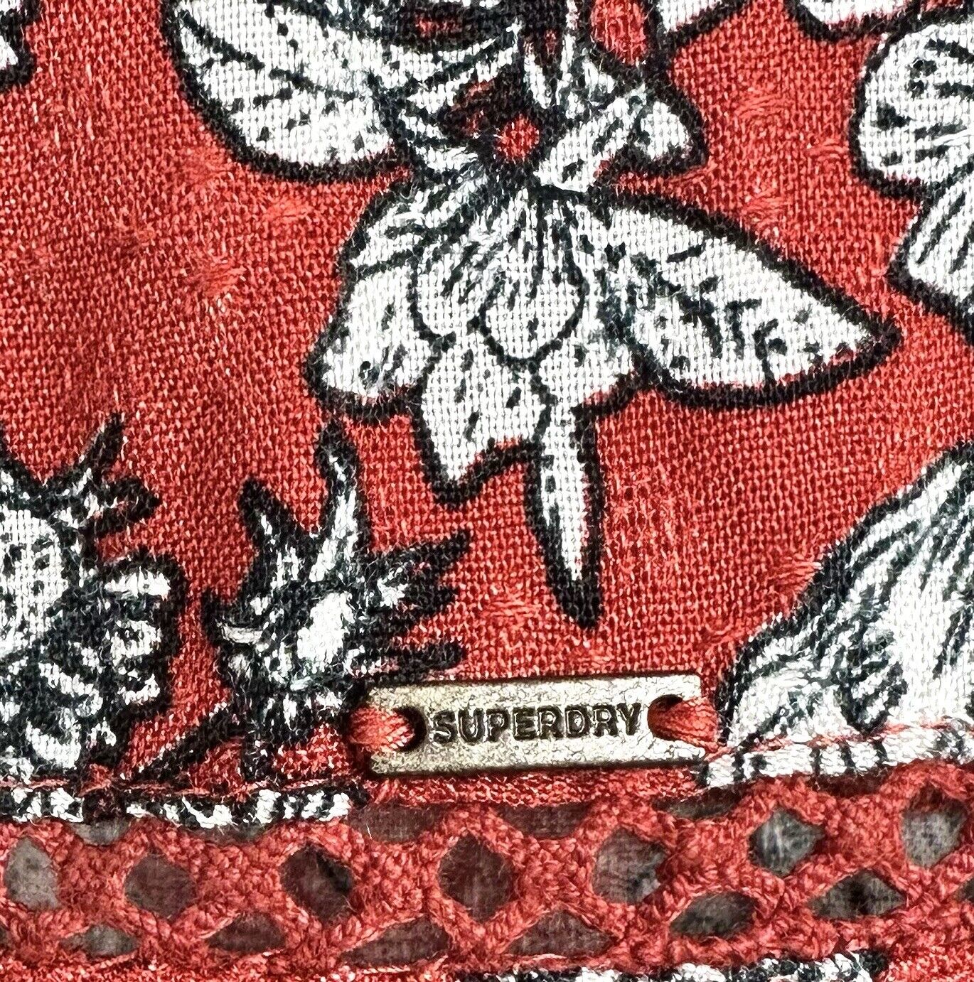 Superdry Richelle Dress LS NWT Ruby Floral Crochet Detail $69.95 US 12