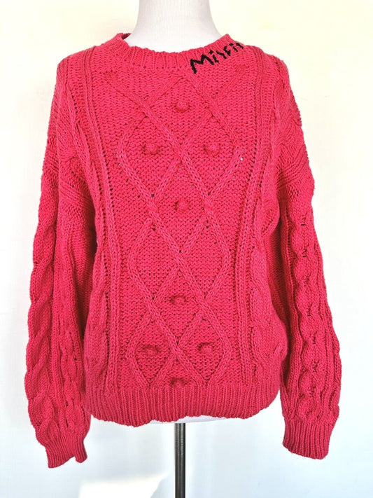MOTHER The Jumper Cotton Cable Sweater Embroidered Retail $345 XS