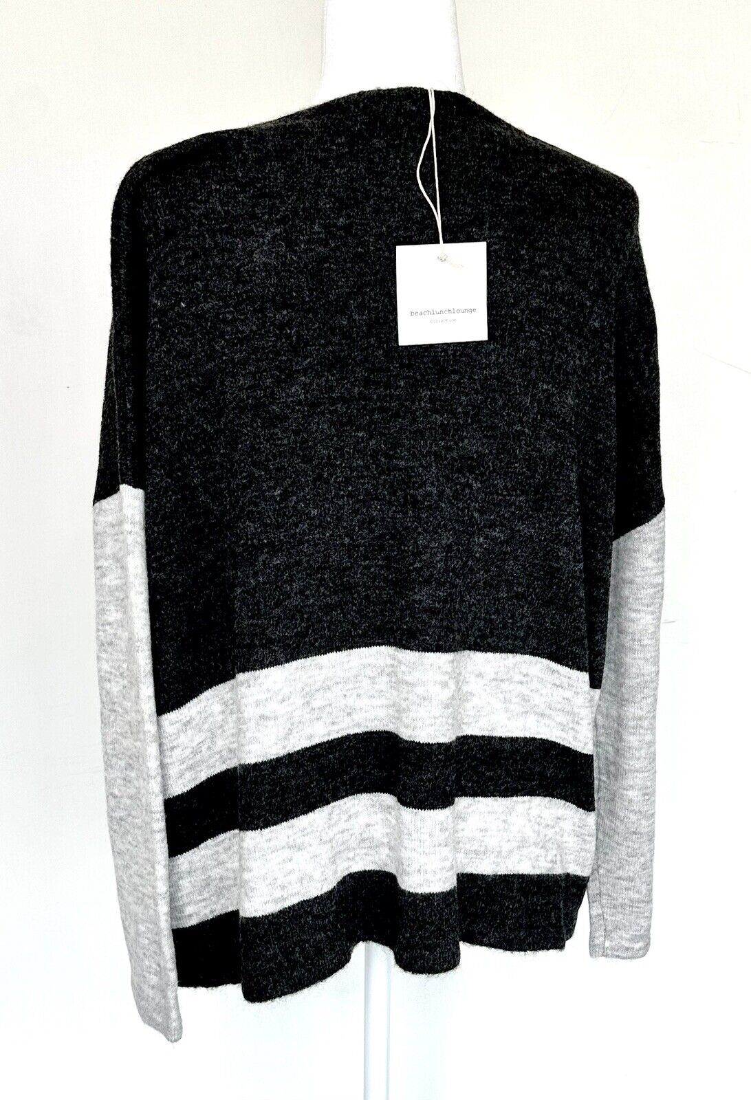 Beach Lunch Lounge Stripe Charcoal Sweater Retails $69 Price $39.95 S NWT