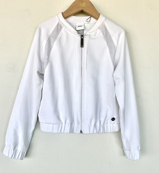 Boss Kids White Bomber Jacket Retail $119 (109 Euro) NWT Age 6 (114) Mesh Panel