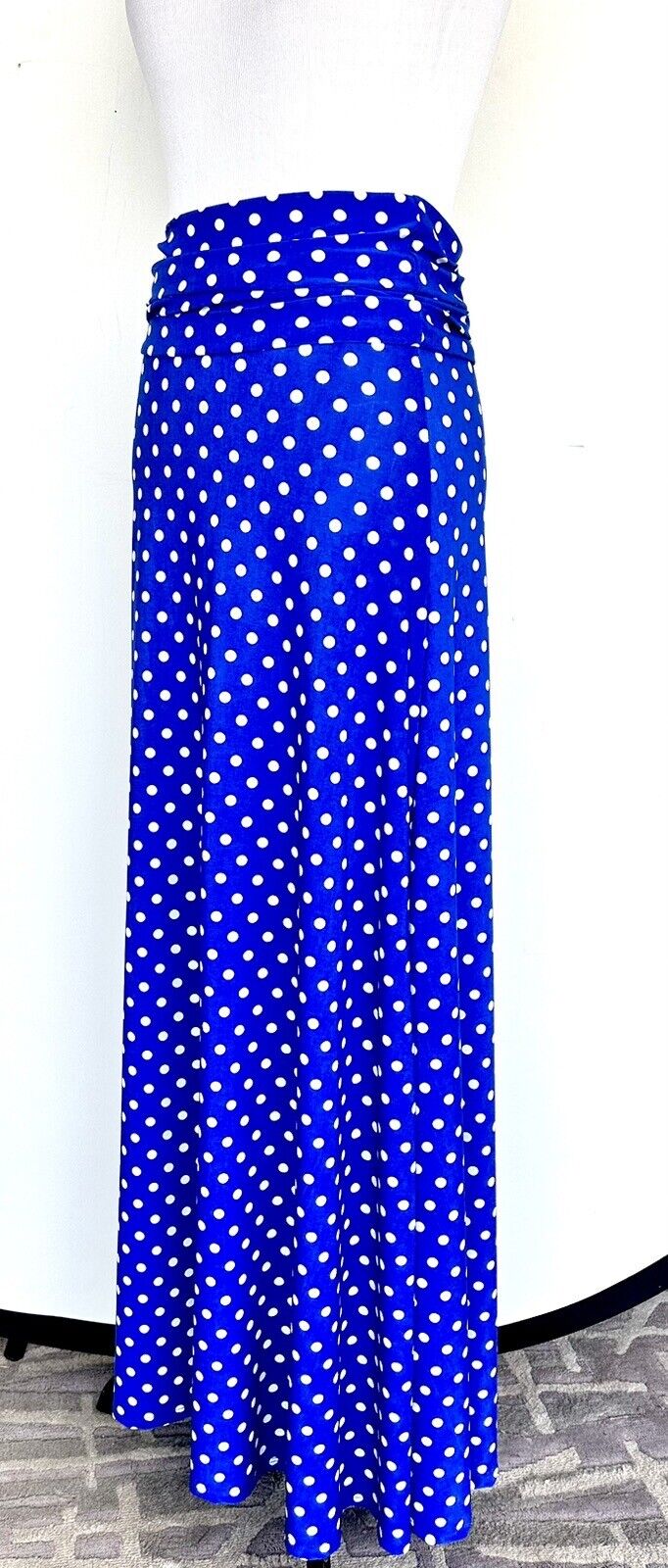 Honey & Lace White & Blue Spot MAXI Skirt Stretch XS Price $39.99
