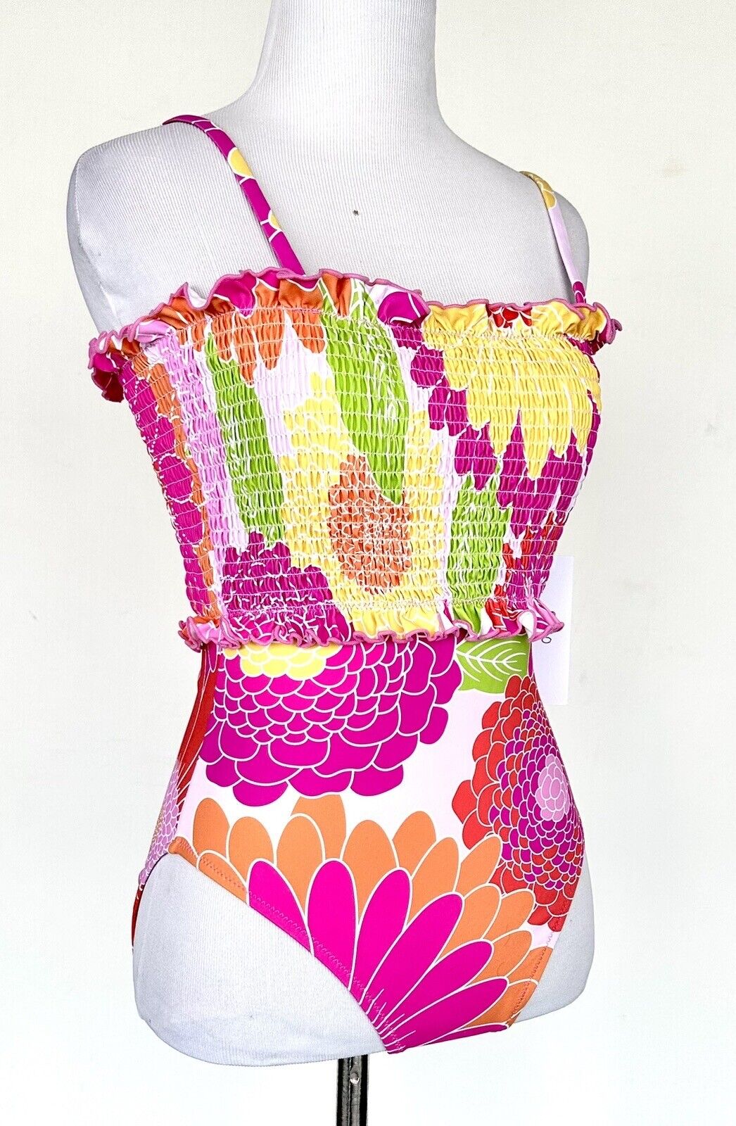 J Marie Smocked Ruffle Waist Swimsuit Retails $106 Price $59 Small NWT