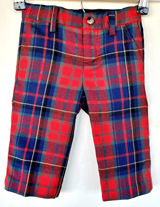Jack And Janie Red Tartan Formal Wool Pants Retails $59 New With Tags 18-24 M