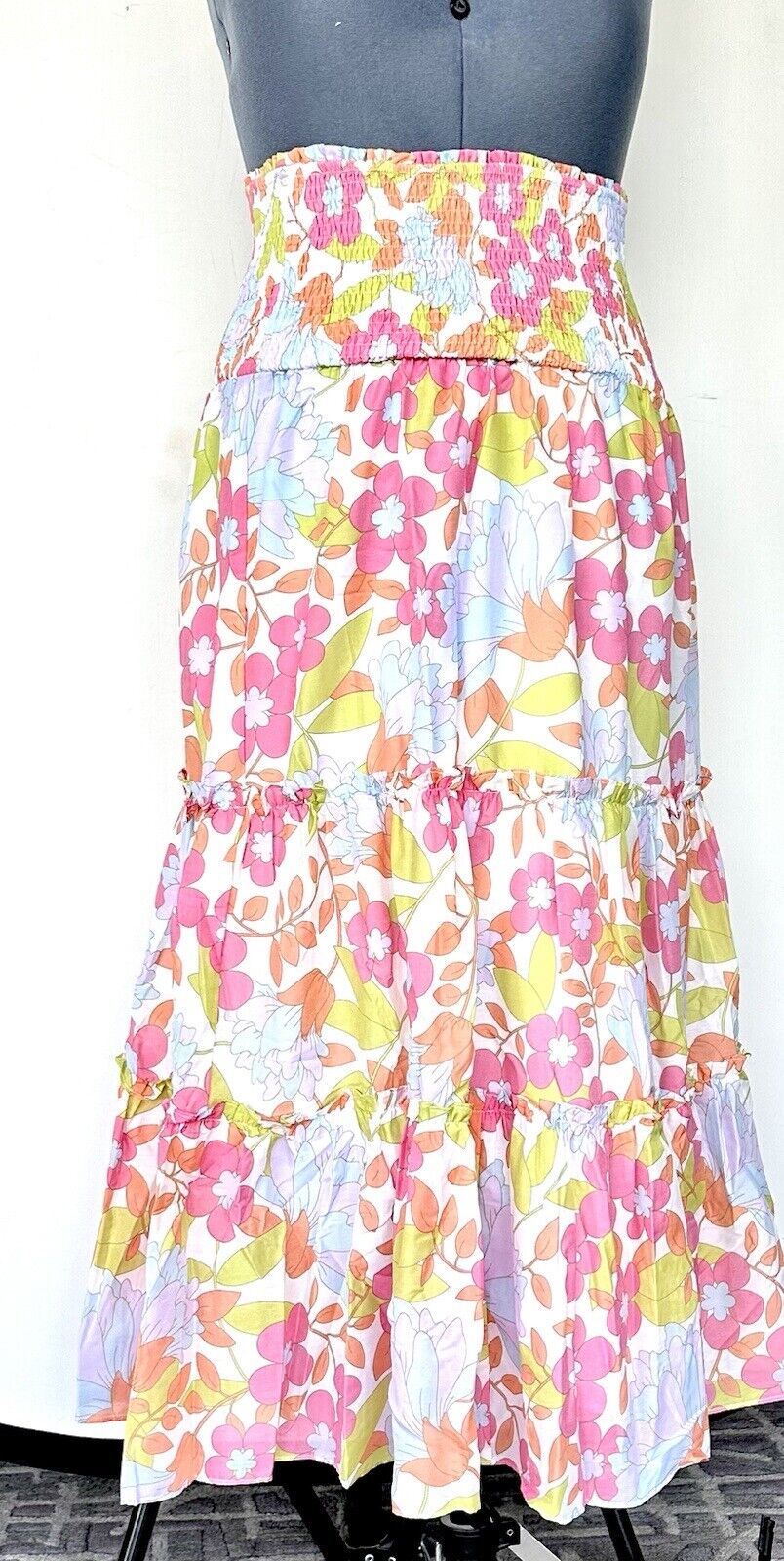 J Marie Ava Mae Tiered Midi Skirt / Dress size XL Retail $158 Price $59 NWT
