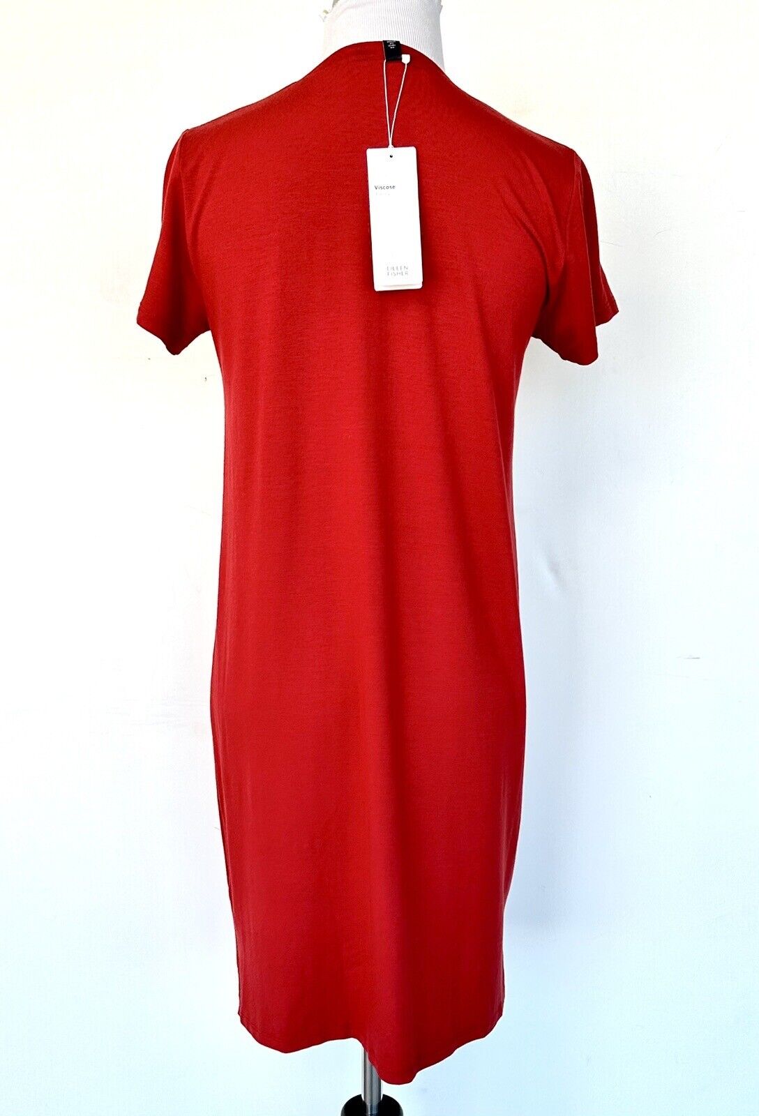 Eileen Fisher Viscose Jersey Dress Burnt Red Retail $168 Size PP (XSP)