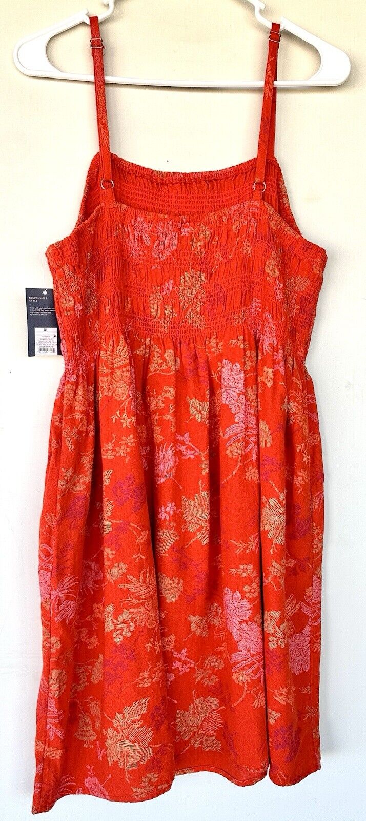 Universal Threads Linen Rayon Mix Orange Smocked Sundress Size XL New