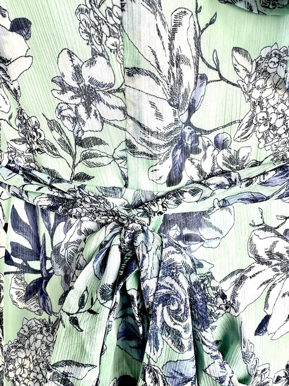 Tommy Hilfiger Aqua & Blue Floral Chiffon Midi Dress Retails $139 18W NWT