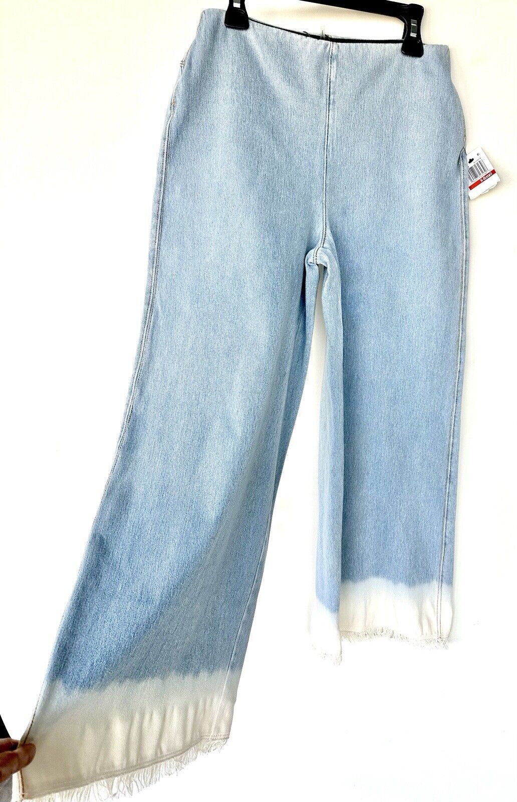 LYSSE High Waist Ombre Wide Leg Denim XS Bleached Out Blue Pull On Retail $128