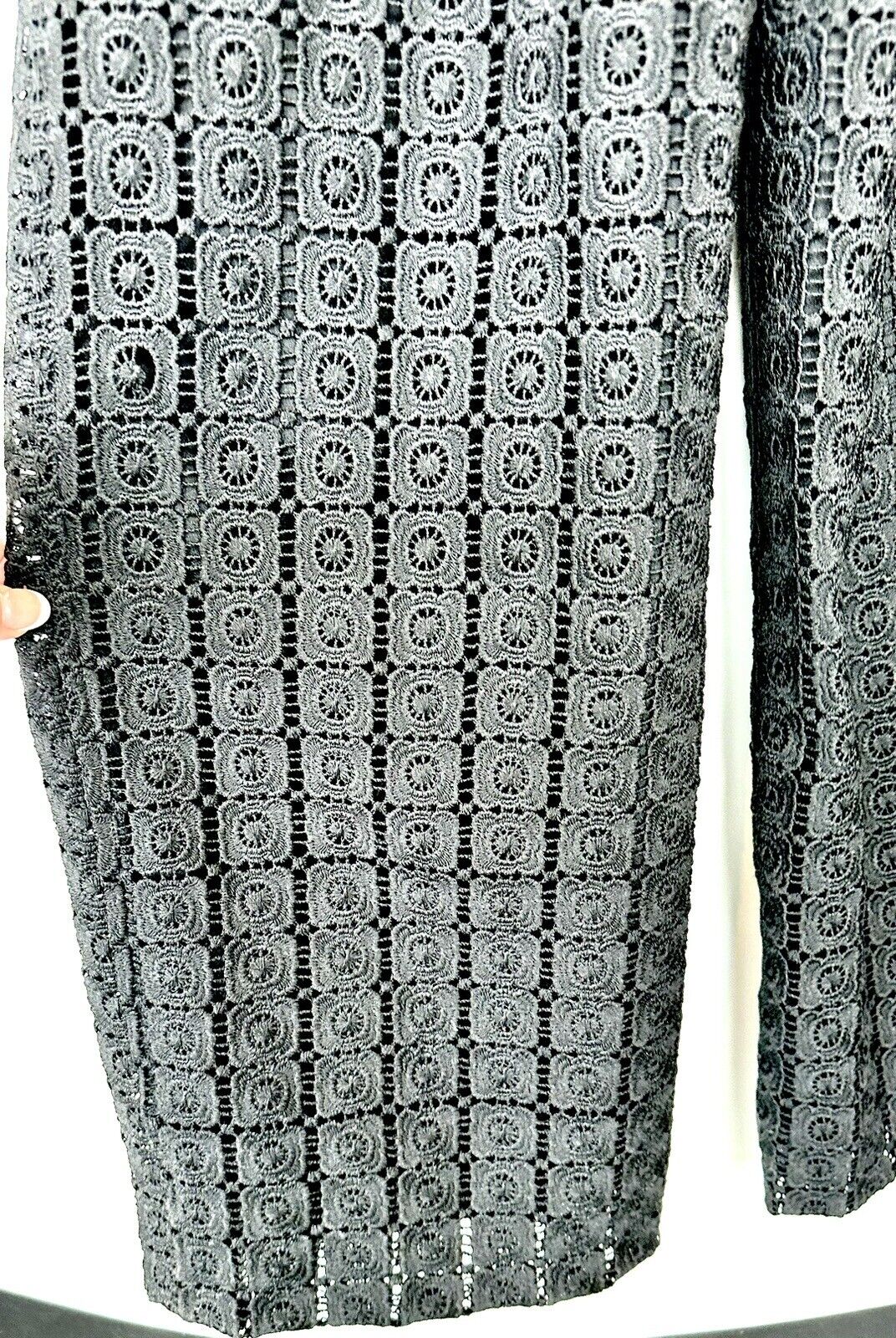 Lini Black Square Neck Crochet Lace Jumpsuit Retails $328 XS  NWT