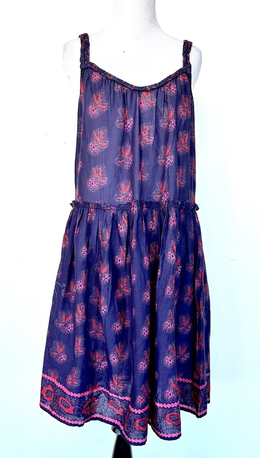 Sundance Rama Sleeveless Dress Braided Straps 100% Indian Cotton Retail $118 XS