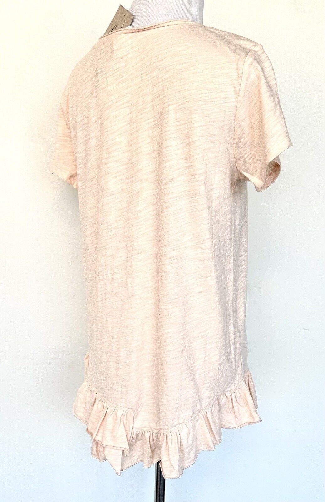 NWT Sundance 100% Cotton Ruffled Blush Pink Light Spirit Tee Size XS Retail $$58