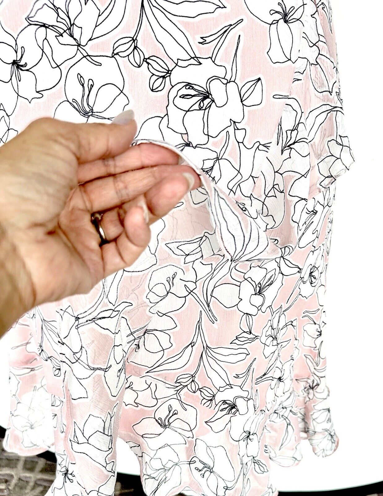 London Times Pink White Chiffon Ruffle Dress 8P Retail $99