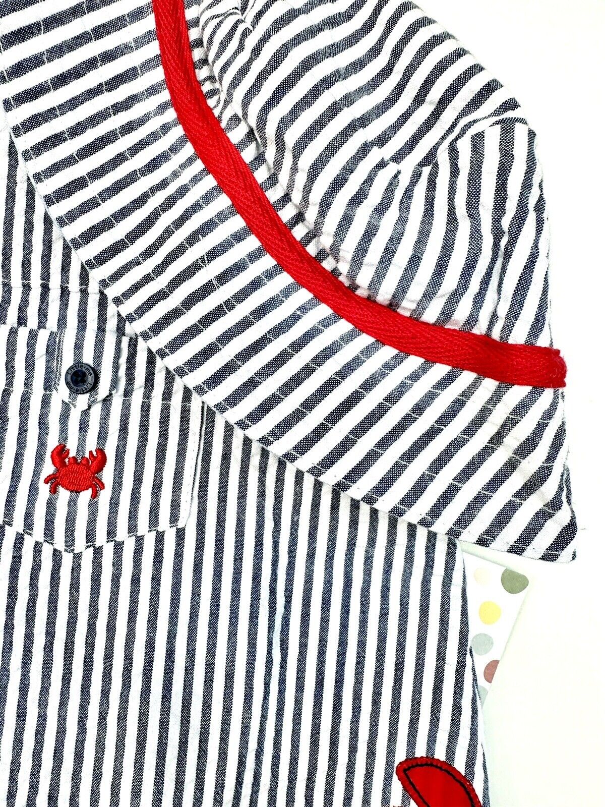 Little Me Striped 2 Pc Romper Set With Hat Crab Design 6 M Retail $34