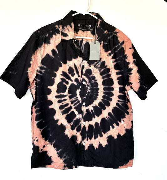 AllSaints Hades SS Shirt Retail $159 Price $95 NEW Black Coral M