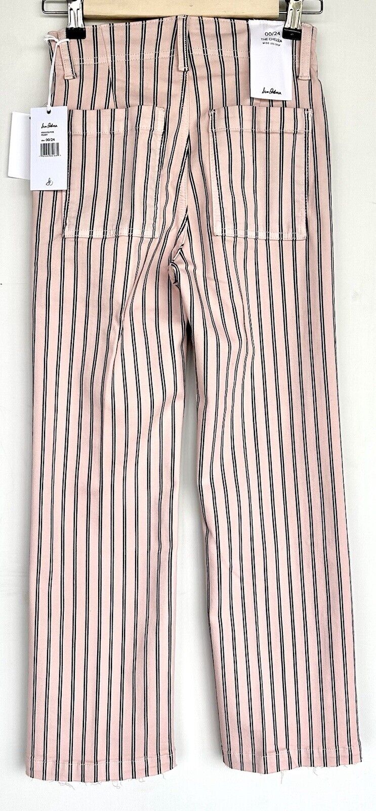 Sam Edelman Chelsea Striped Raw Hem Cropped Wide Leg Jeans Retail $118 24 00