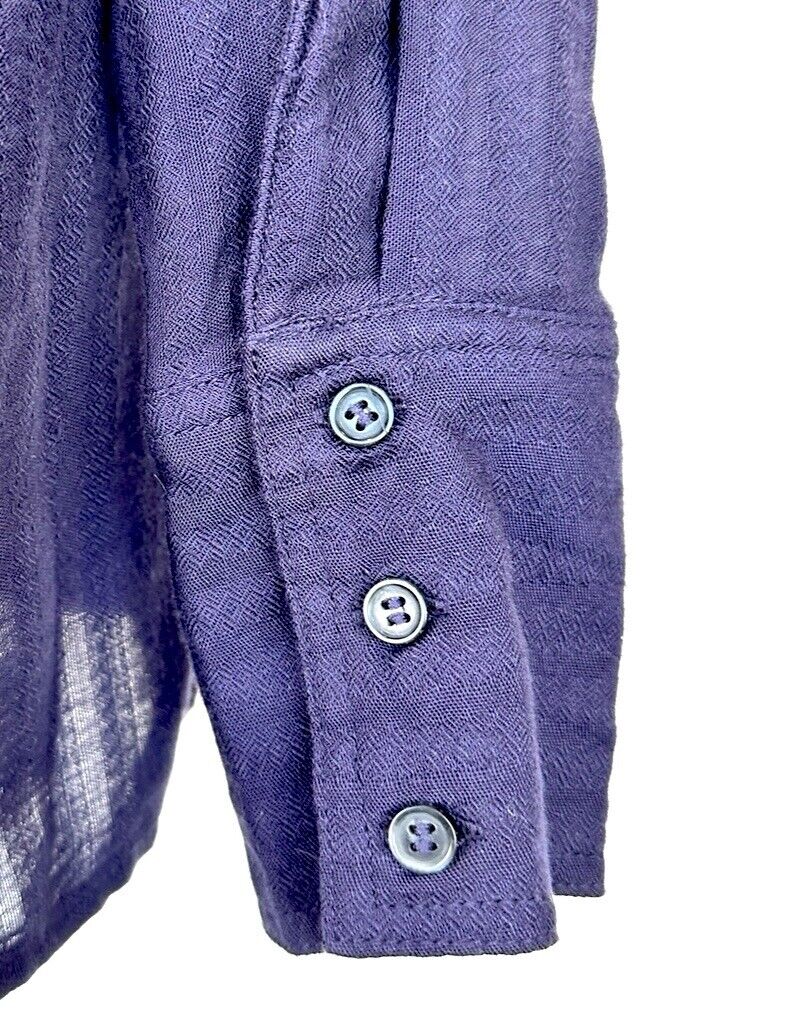 Free People Womens Belted Button Down Blouse Dark Purple XS Retails $98 NWT