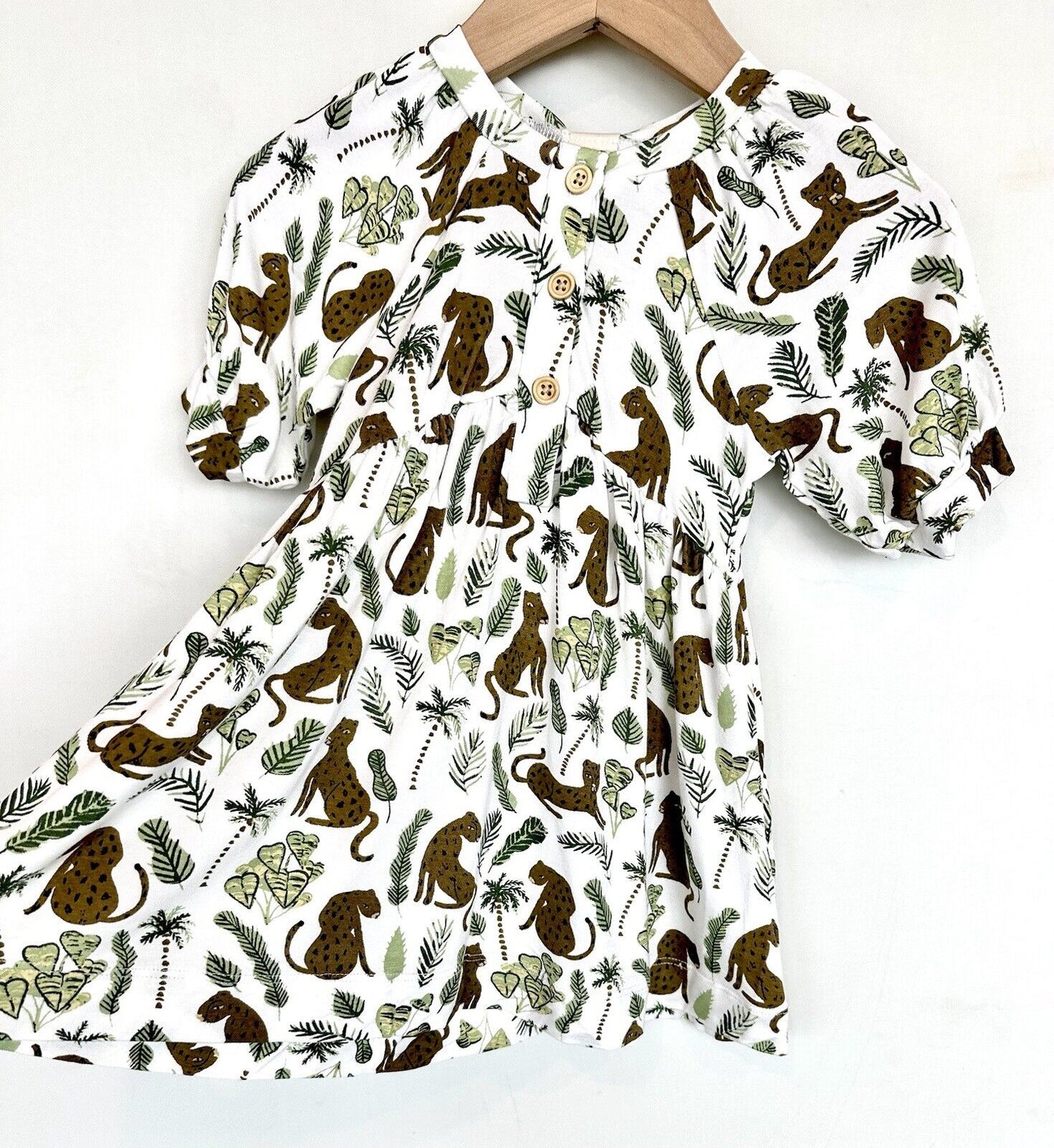 Kate Quinn Jungle Leopard Dress Soft Viscose Bamboo Fabric Retails $44 3-6 M