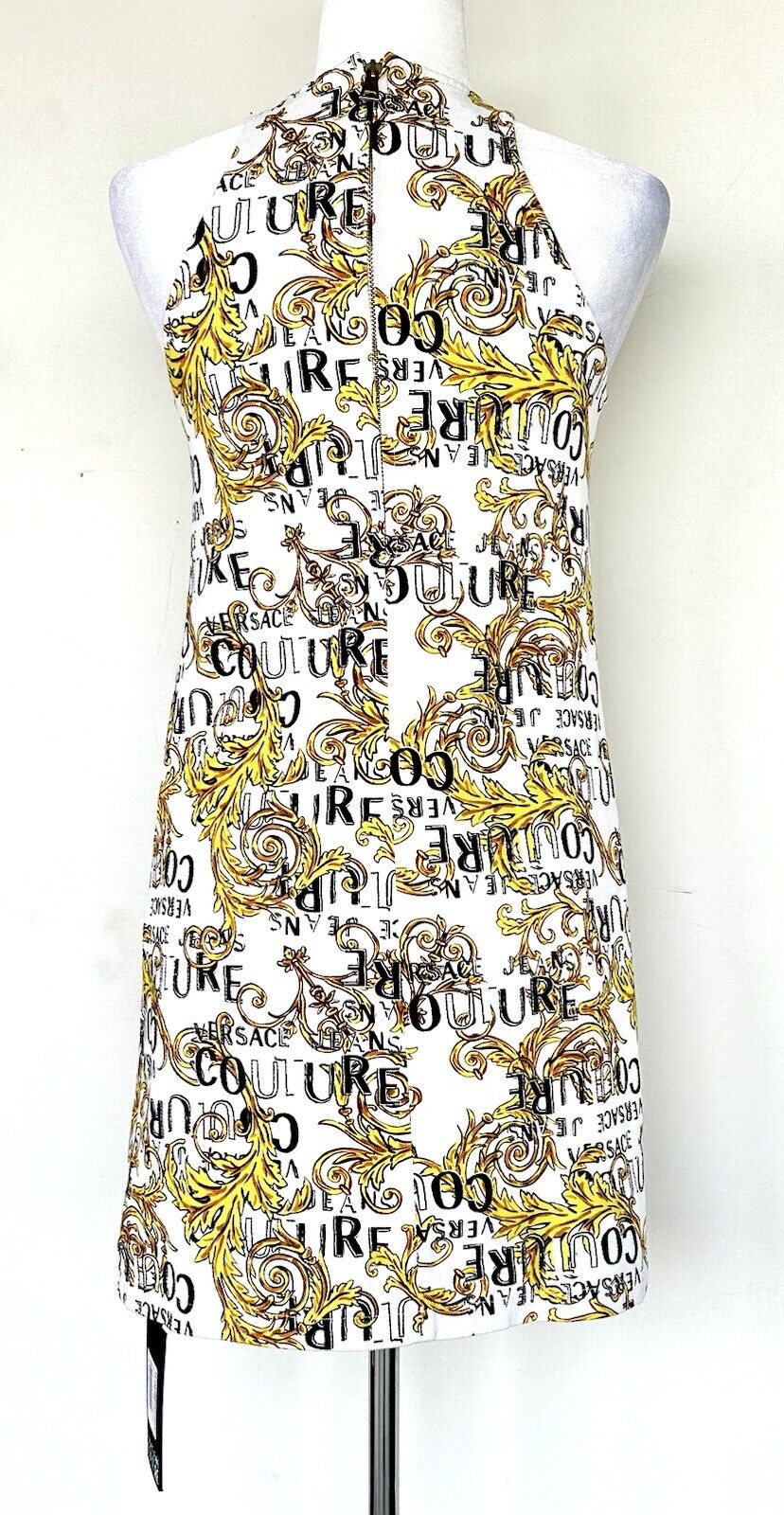 Versace Mini Shift Printed Logo Dress Sleeveless Retails $450 NWT XS US 38 IT