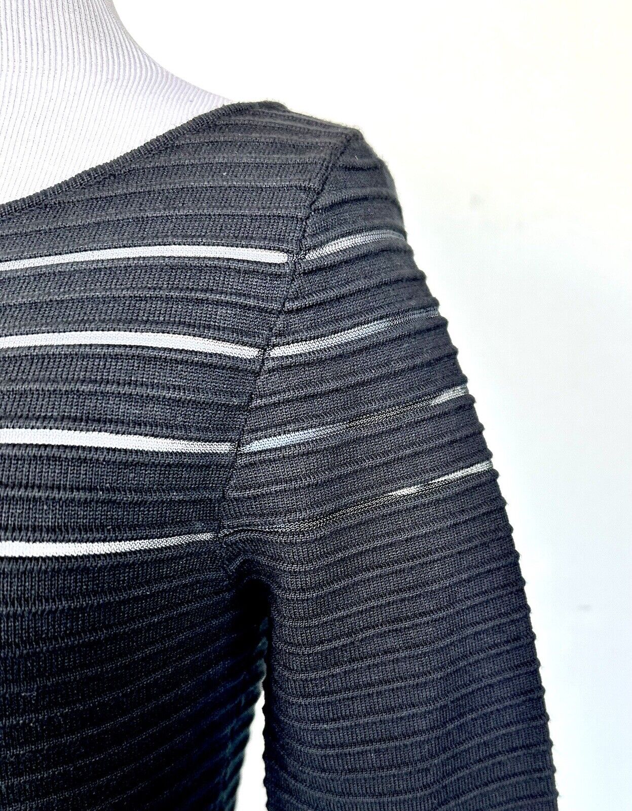 Eliza J Black Band W/ Mesh Fit & Flare Stretch Dress 3/4 Sleeve Size XS  NWT