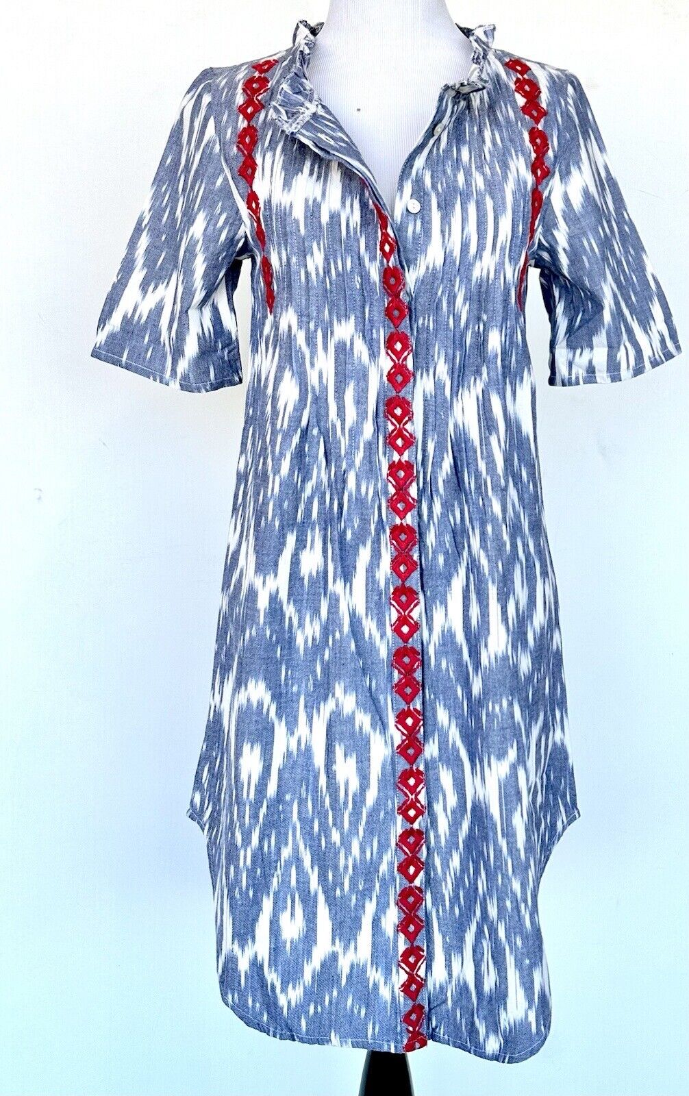 Sundance Isabel Ikat Shirt Dress With Embroidery  Size PXXS Retails $158