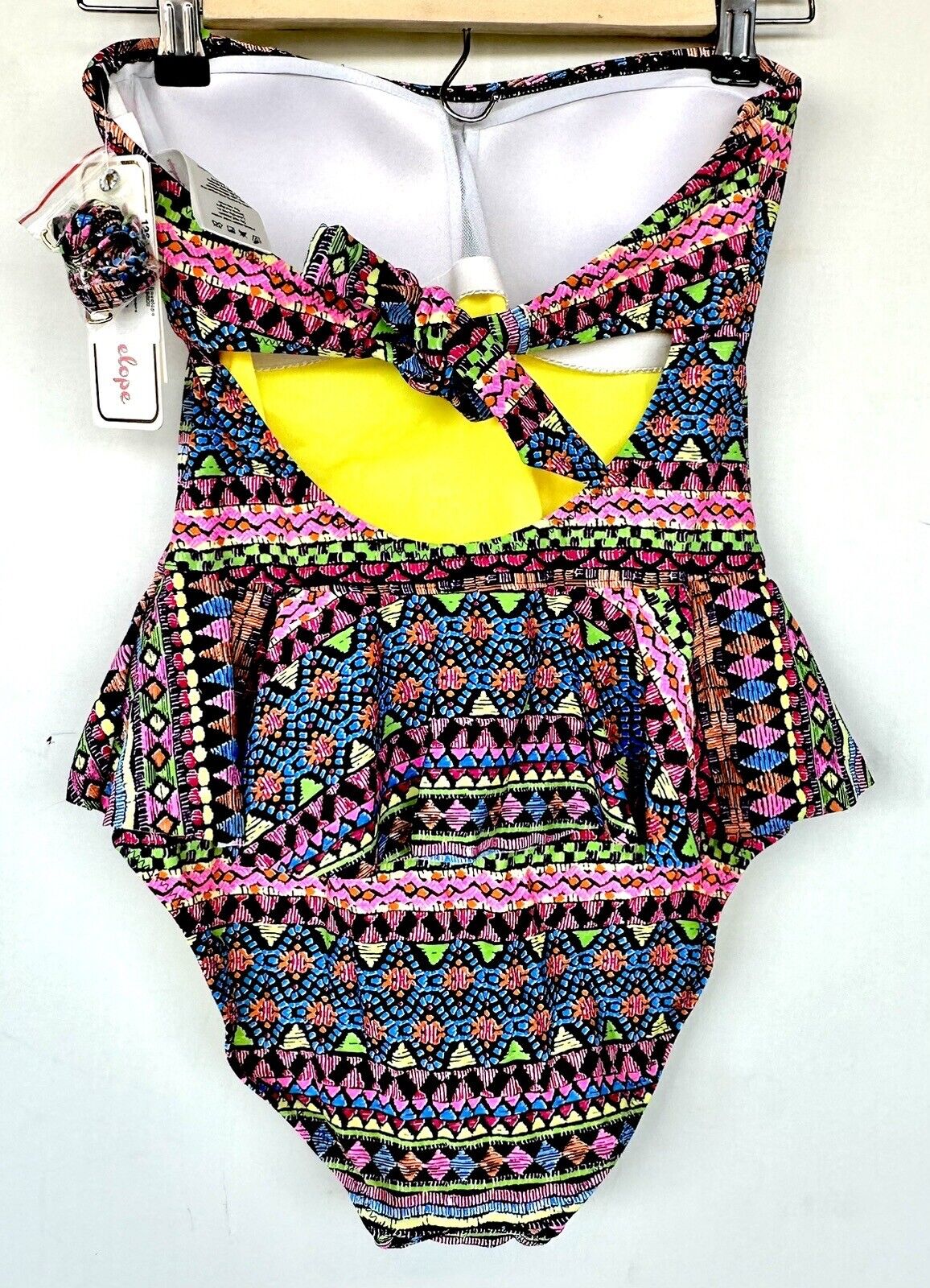 Pink Envelope Swimsuit One Piece Peplum Size S With Removable Strap Retail $110