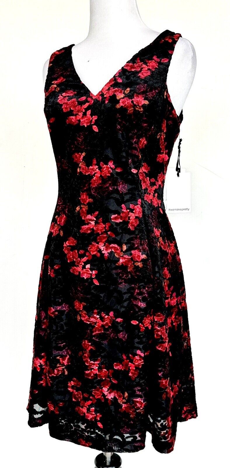 KENSIE Red & Black Velvet Burnout Dress Size 2 RETAIL $108 Price $65 Mulberry