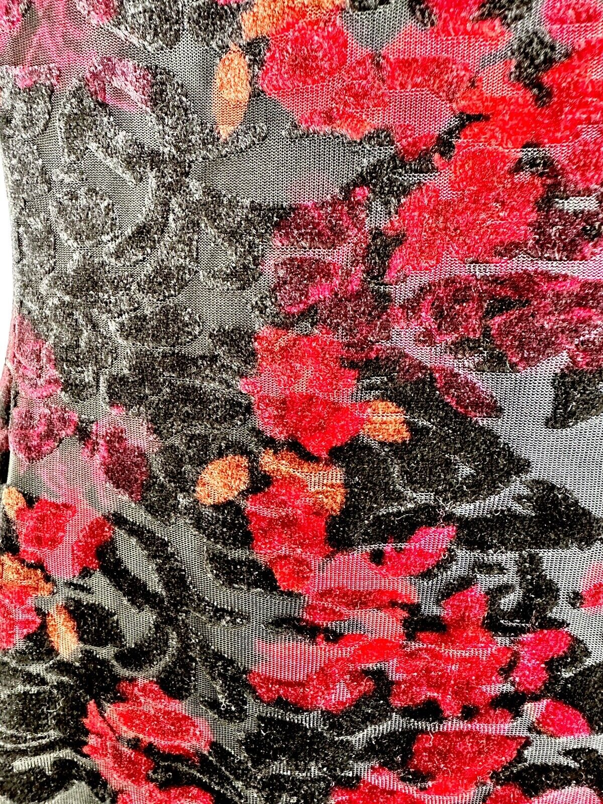 KENSIE Red & Black Velvet Burnout Dress Size 2 RETAIL $108 Price $65 Mulberry