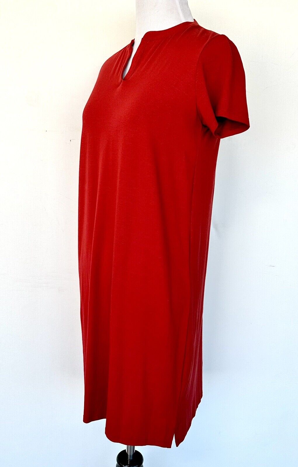 Eileen Fisher Viscose Jersey Dress Burnt Red Retail $168 Size PP (XSP)