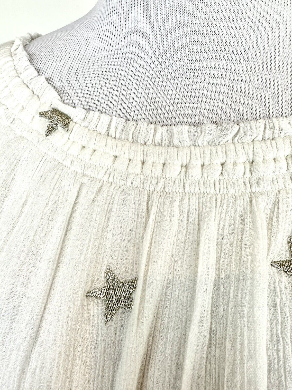 Generation Love White Silver Star Flutter Sleeve Top Retail $139 Price $48 XS