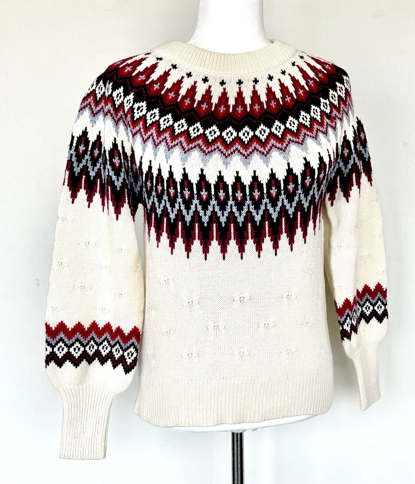 Sundance Elouise Fairisle Sweater Retails $148 Price $64 XS NWT Cotton Wool Mix