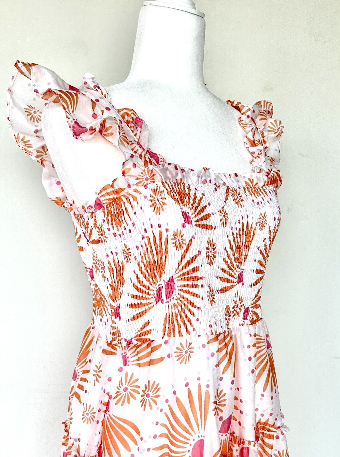 J Marie Tati Tiered Midi Dress size L Retail $162 Flutter Strap NWT