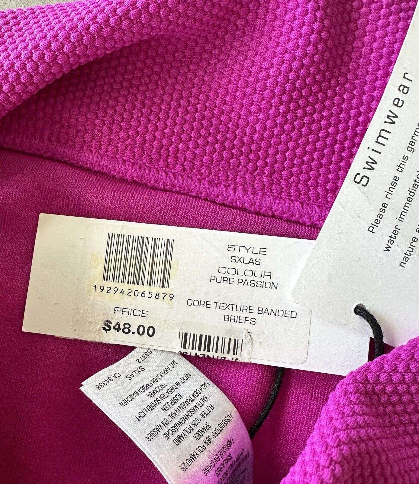 French Connection Fuchsia Swim Fold Over Bottoms Retail $48 Size S Textured Bead