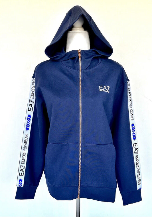 Emporio Armani EA7 Navy Hoodie Logo Tape Retail $225 New M