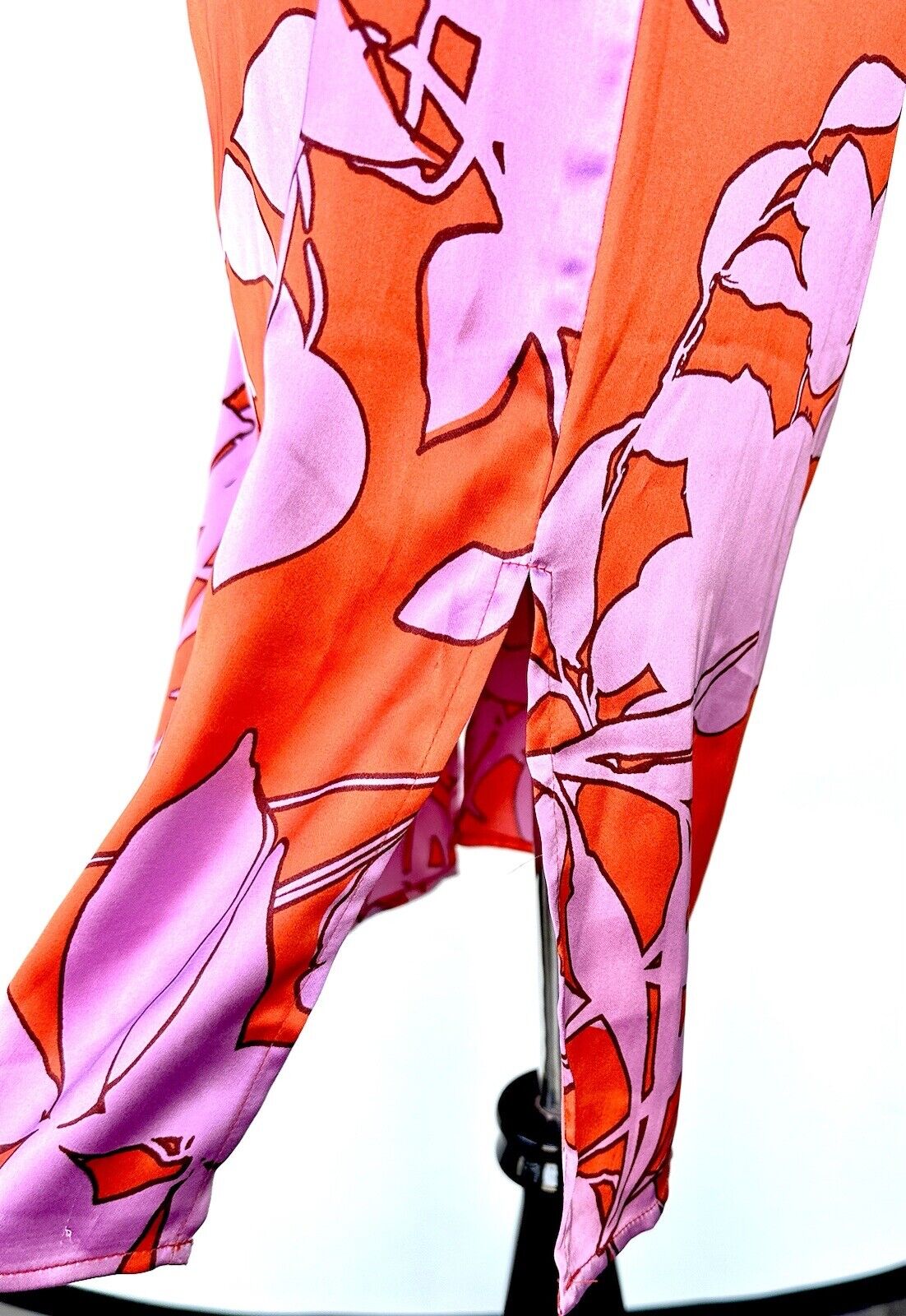 Christian Lacroix Dress Silky Red Lilac Floral Design W/ Cutout. Retail $460 XS
