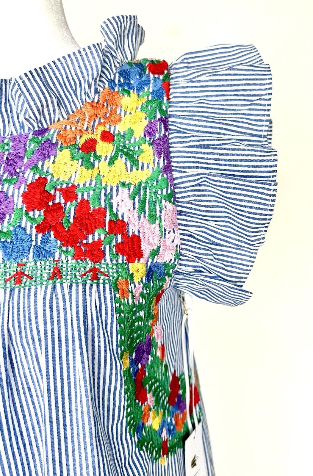 J Marie embroidered Topo MIDI Dress size S Retail $158 Price $88 Stripe