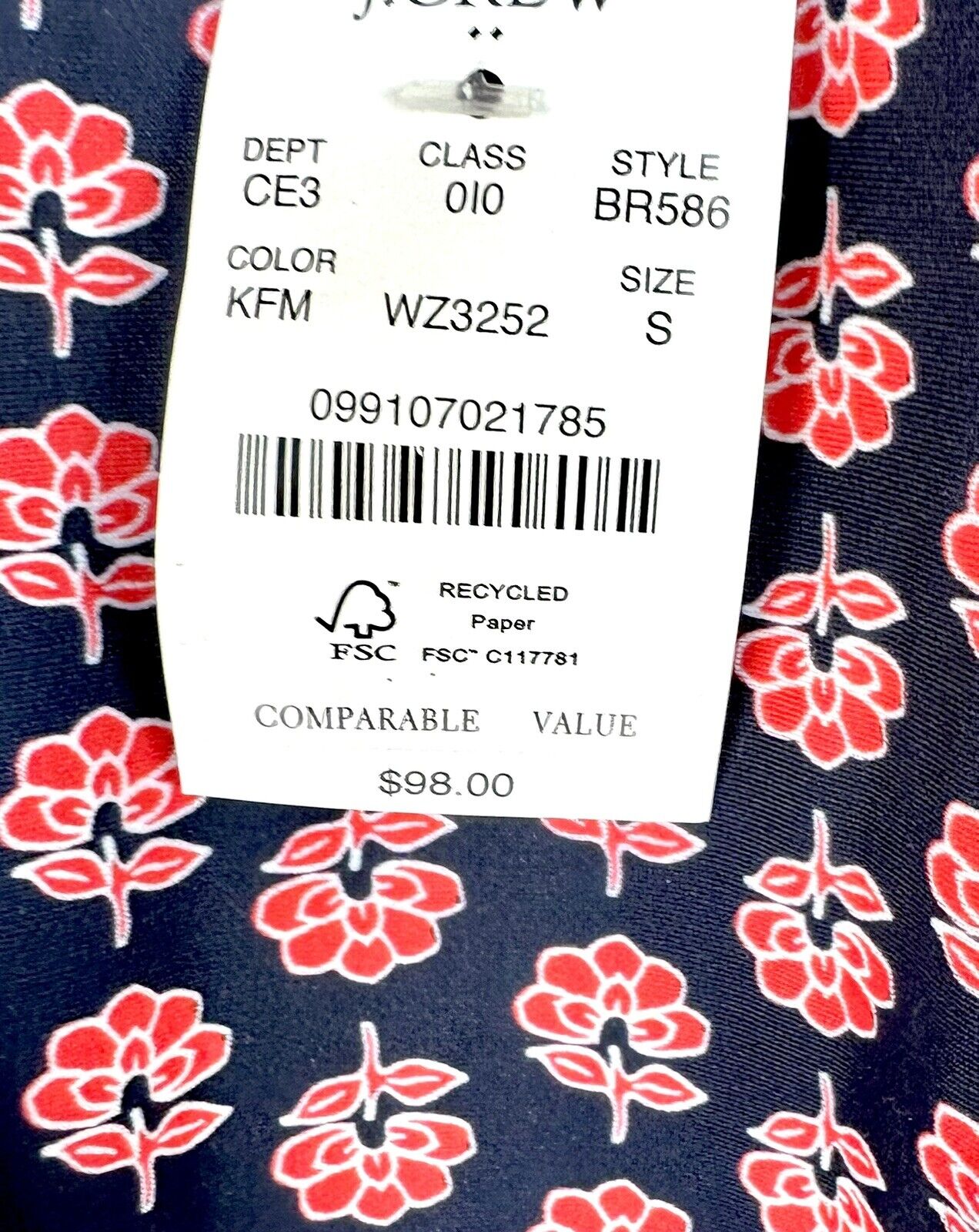 J Crew Women's Cutout Bow Floral Swimsuit Retail $98 NWT Red Navy