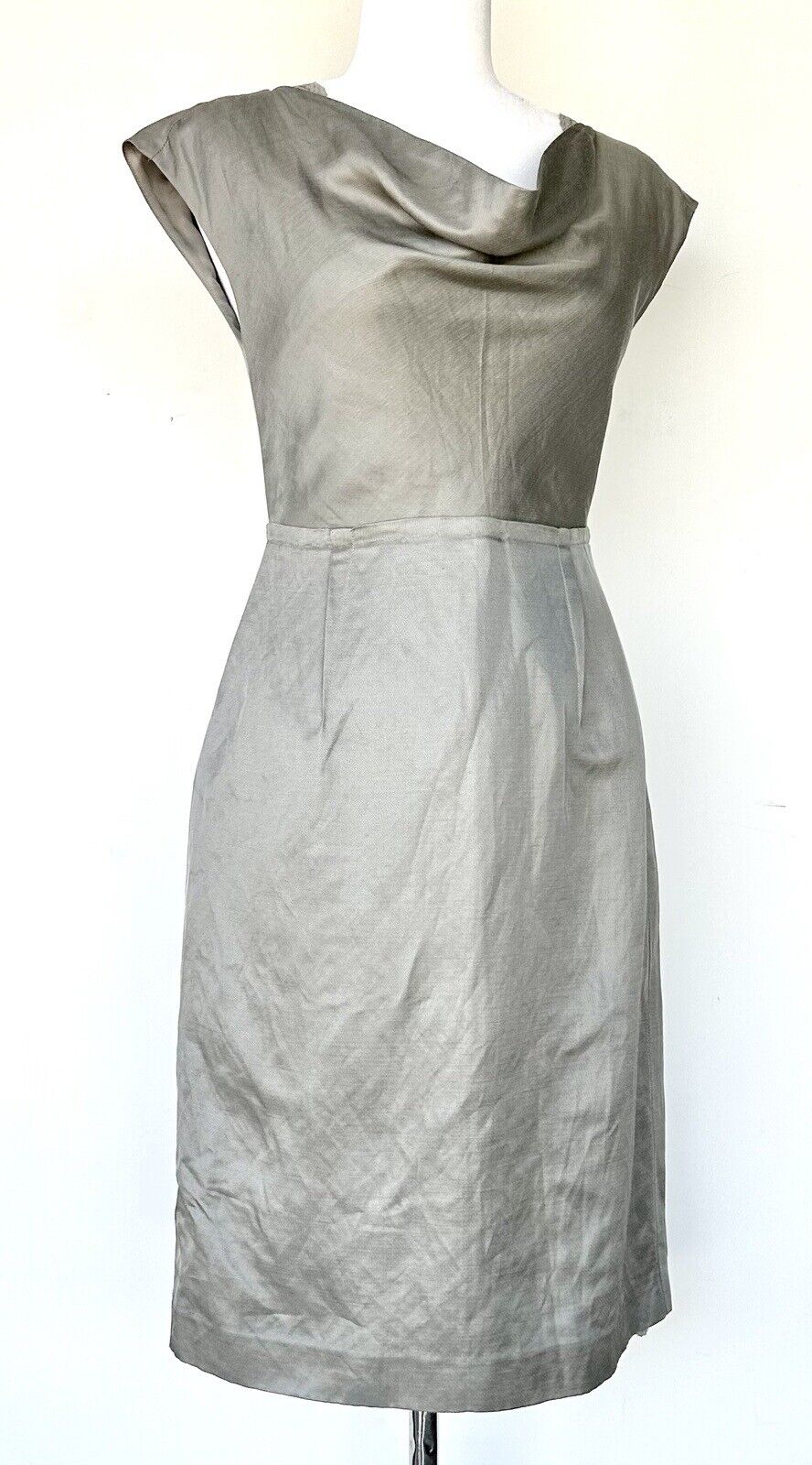 Mad Men Banana Republic Gray Vintage Style Dress 2 Retail $150 Lace Detail NWT